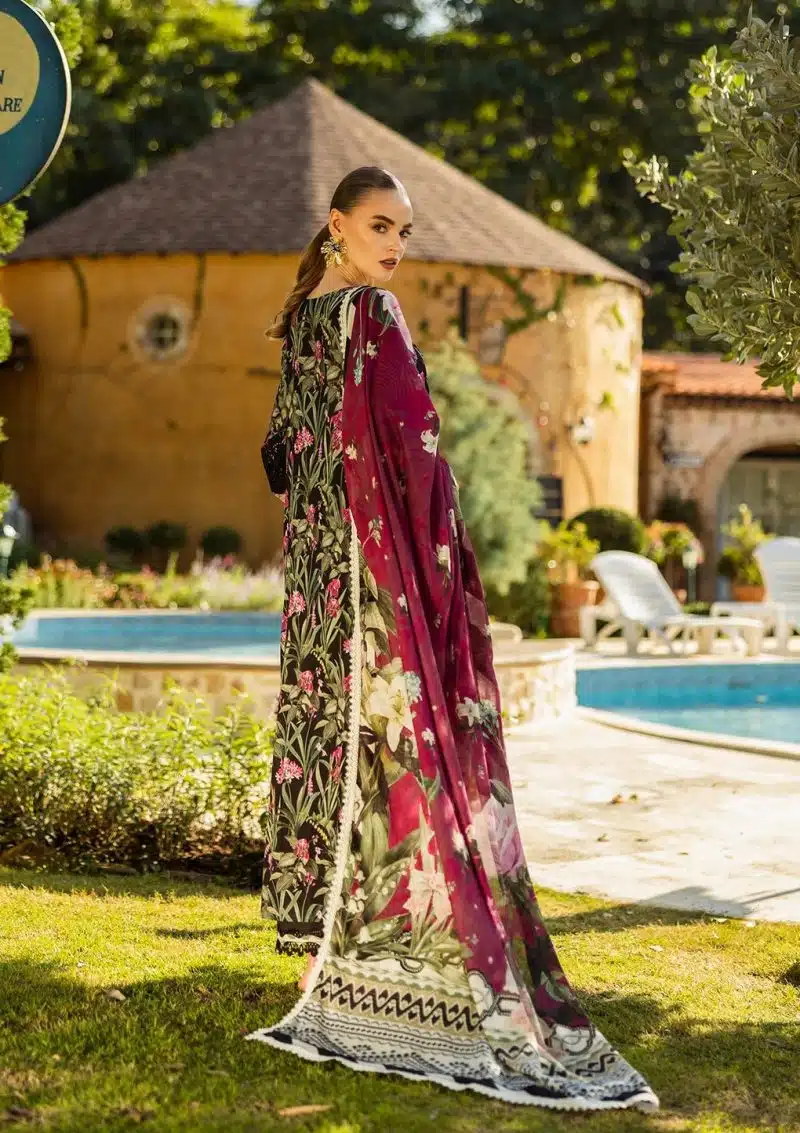 Elaf | Vista | Black | Lawn | Unstitched | Print Chikankari Colloction '25 | 3 pc set - Image 2