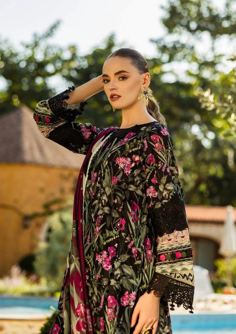 Elaf | Vista | Black | Lawn | Unstitched | Print Chikankari Colloction '25 | 3 pc set - Image 3