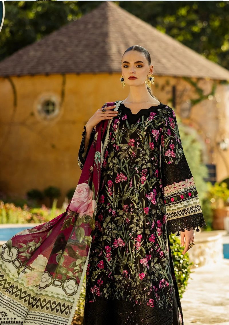 Elaf | Vista | Black | Lawn | Unstitched | Print Chikankari Colloction '25 | 3 pc set - Image 5