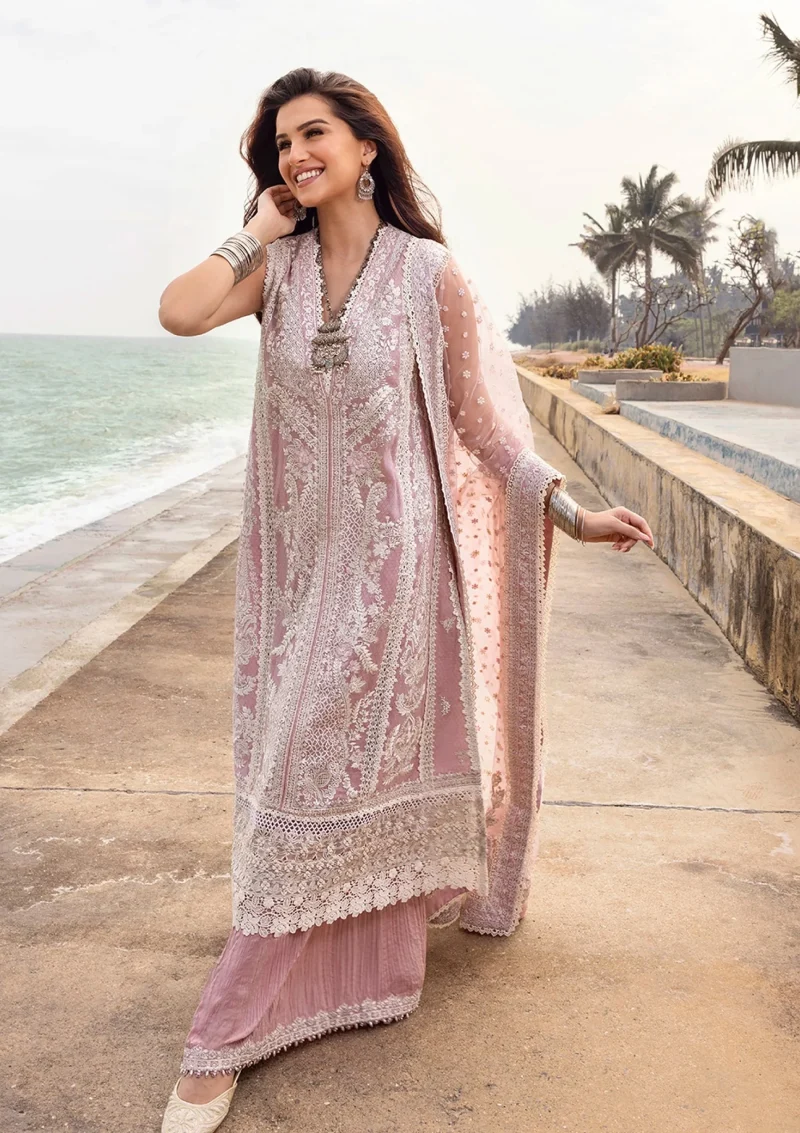 Faiza Saqlain | Zinnia Luxury Lawn 25 | Powder Pink | Unstitched | Feastive Wear | Amaryllis - 02 | 3 pc set.