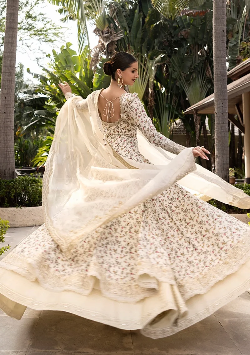 Faiza Saqlain | Zinnia Luxury Lawn 25 | Off-White | Unstitched | Feastive Wear | Vinika - 03 | 3 pc set. - Image 2
