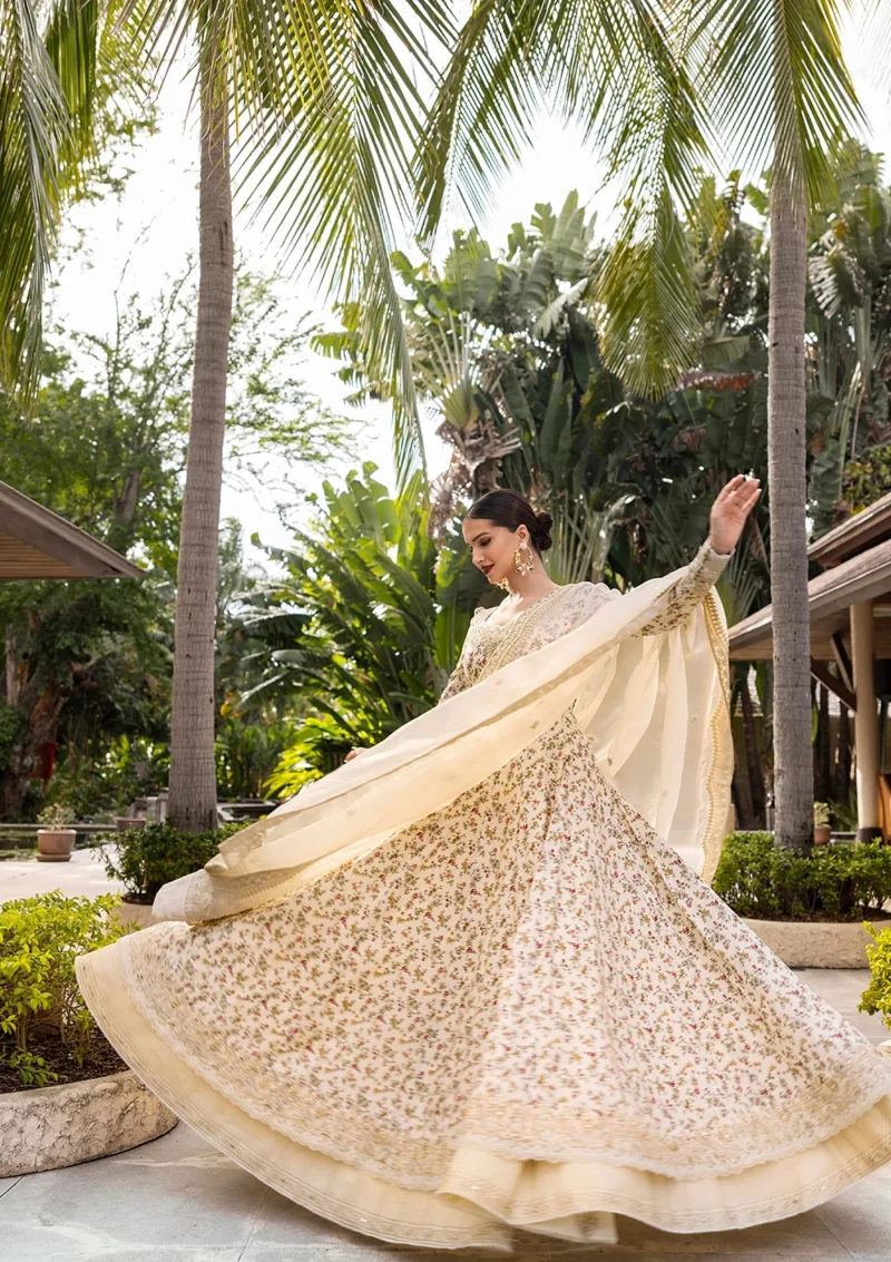 Faiza Saqlain | Zinnia Luxury Lawn 25 | Off-White | Unstitched | Feastive Wear | Vinika - 03 | 3 pc set. - Image 3