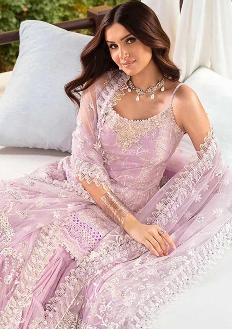 Faiza Saqlain | Zinnia Luxury Lawn 25 | Lavender | Unstitched | Feastive Wear | Soma - 04 | 3 pc set. - Image 3