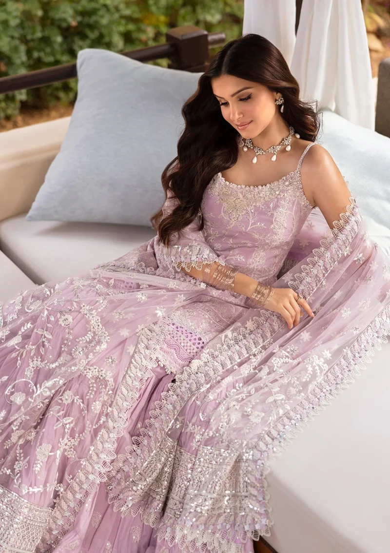 Faiza Saqlain | Zinnia Luxury Lawn 25 | Lavender | Unstitched | Feastive Wear | Soma - 04 | 3 pc set. - Image 4