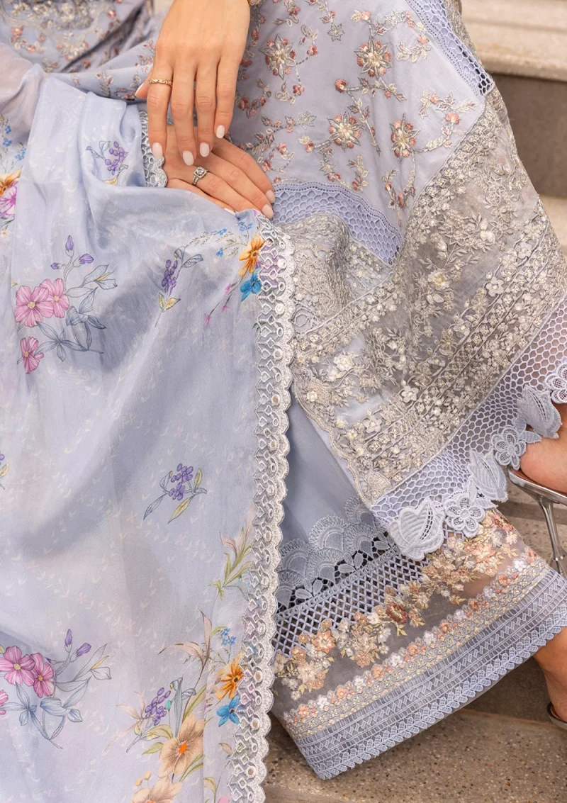 Faiza Saqlain | Zinnia Luxury Lawn 25 | Teal Green | Unstitched | Feastive Wear | Liana - 05 | 3 pc set. - Image 4