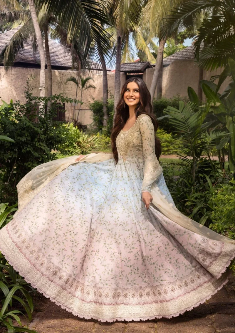 Faiza Saqlain | Zinnia Luxury Lawn 25 | Ombre Gradient | Unstitched | Feastive Wear | Freesia - 08 | 3 pc set. - Image 2