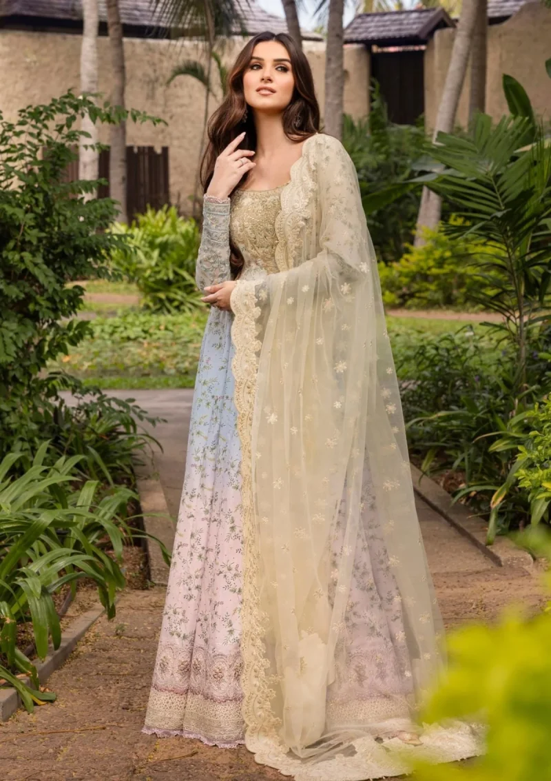 Faiza Saqlain | Zinnia Luxury Lawn 25 | Ombre Gradient | Unstitched | Feastive Wear | Freesia - 08 | 3 pc set. - Image 3