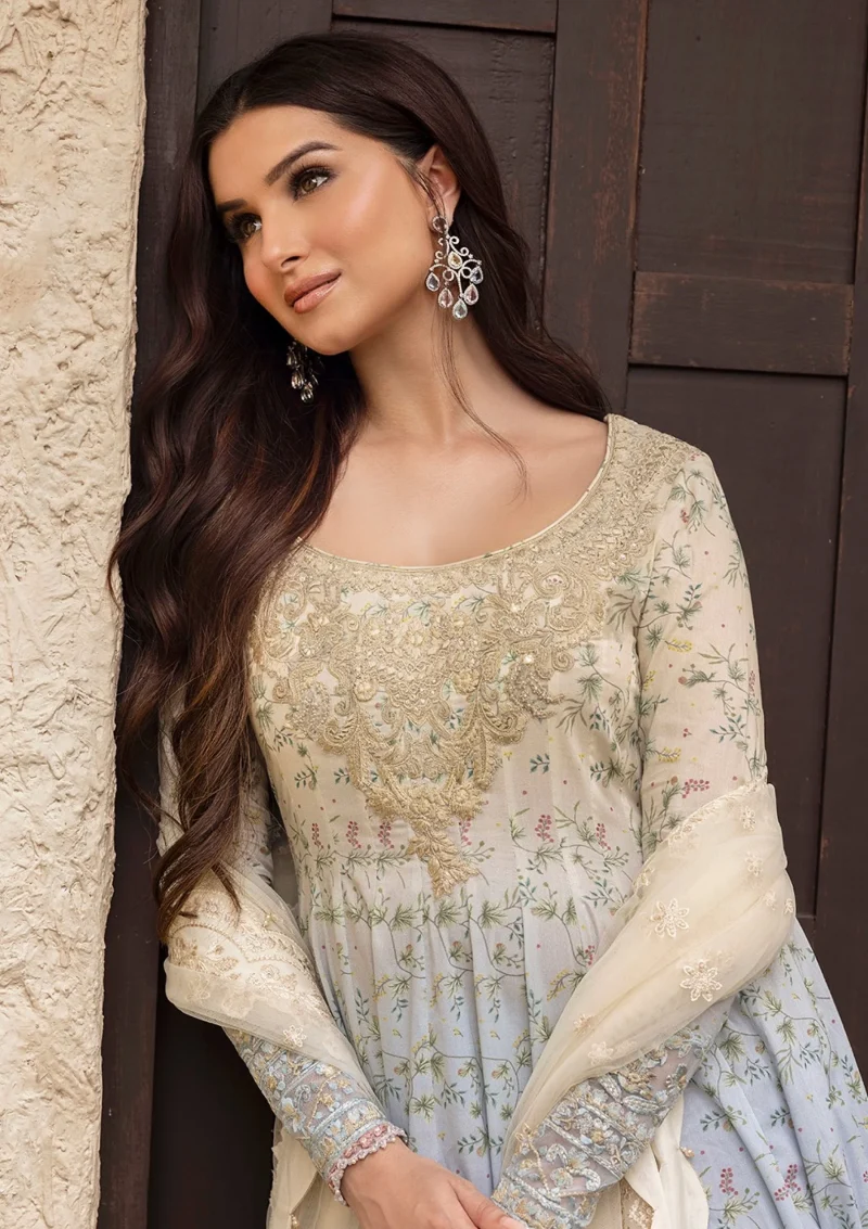 Faiza Saqlain | Zinnia Luxury Lawn 25 | Ombre Gradient | Unstitched | Feastive Wear | Freesia - 08 | 3 pc set. - Image 4