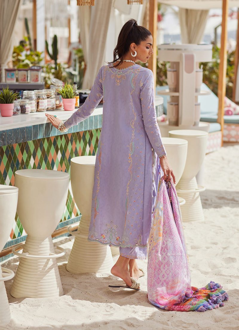 FTA | WES Luxury Lawn 25 | Unstitched | Lavender | Feastive Wear | Liliana Lavender | 3 pc set. - Image 4