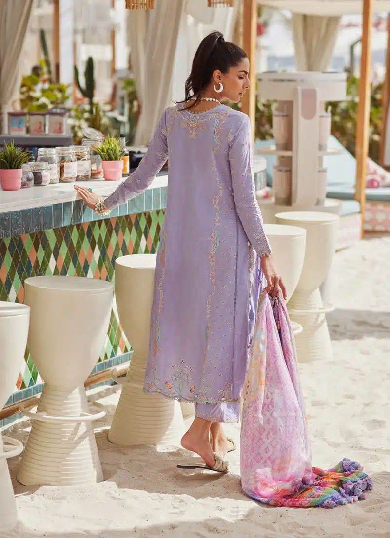FTA | WES Luxury Lawn 25 | Unstitched | Lavender | Feastive Wear | Liliana Lavender | 3 pc set. - Image 4