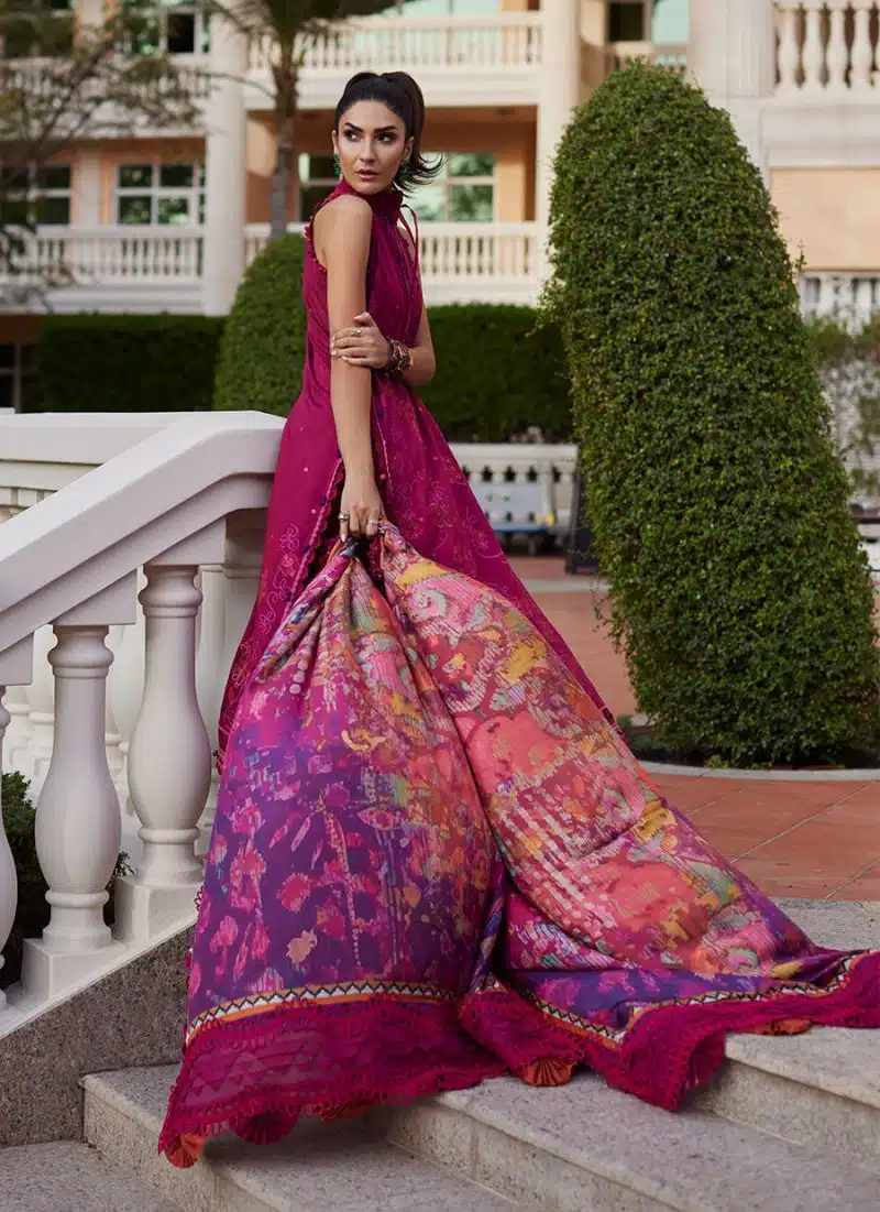 FTA | WES Luxury Lawn 25 | Unstitched | Berry | Feastive Wear | Betty Berry | 3 pc set. - Image 4