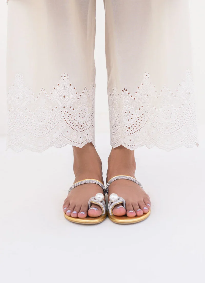 Image | Aria Edit 24 | Embroidered Pant | Pure Cotton | Beige| 1 pc | T-649.