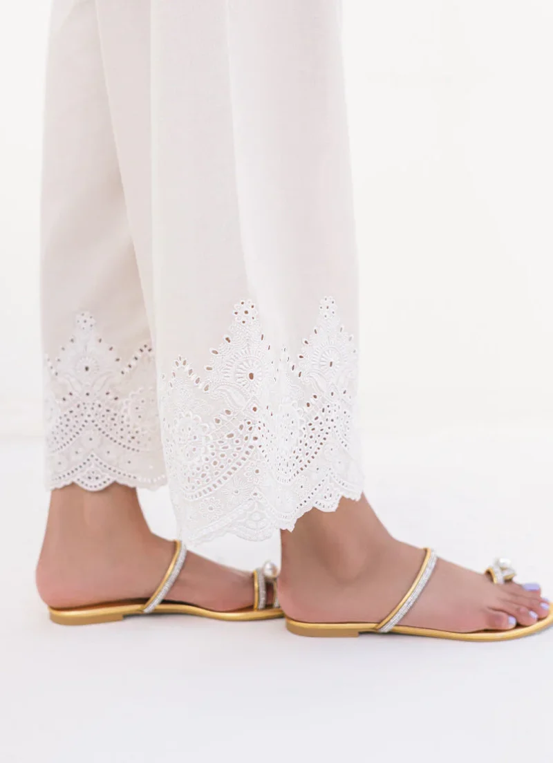 Image | Aria Edit 24 | Embroidered Pant | Pure Cotton | Beige| 1 pc | T-649. - Image 2