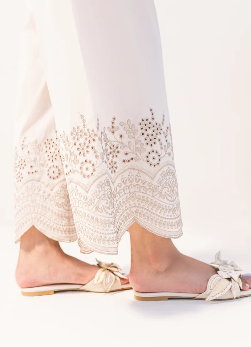 Image | Aria Edit 24 | Embroidered Izaar | Pure Cotton | Beige| 1 pc | T-650. - Image 2