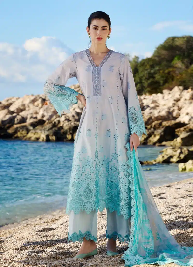 Image | Lawnkari 25 Collection | Shaded | Unstitched | Festive wear | Rim- D22 | 3 pc set.