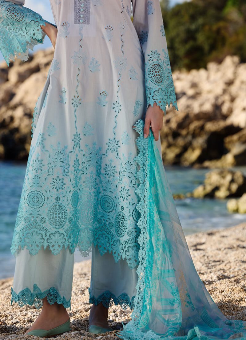 Image | Lawnkari 25 Collection | Shaded | Unstitched | Festive wear | Rim- D22 | 3 pc set. - Image 4