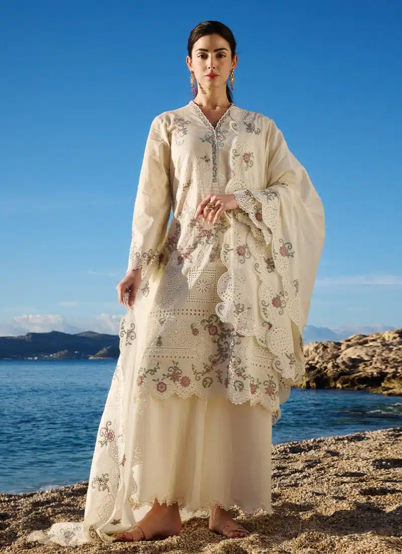 Image | Lawnkari 25 Collection | Kora | Unstitched | Festive wear | Reem- D4 | 3 pc set.