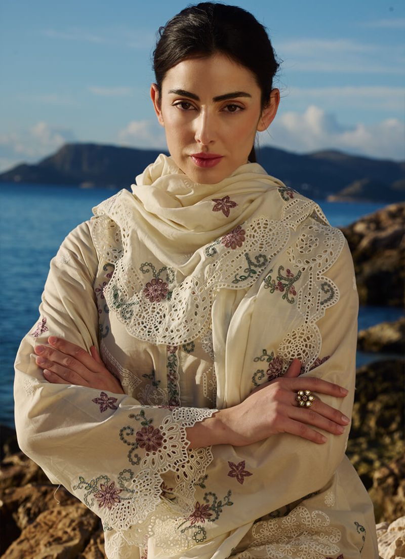 Image | Lawnkari 25 Collection | Kora | Unstitched | Festive wear | Reem- D4 | 3 pc set. - Image 2