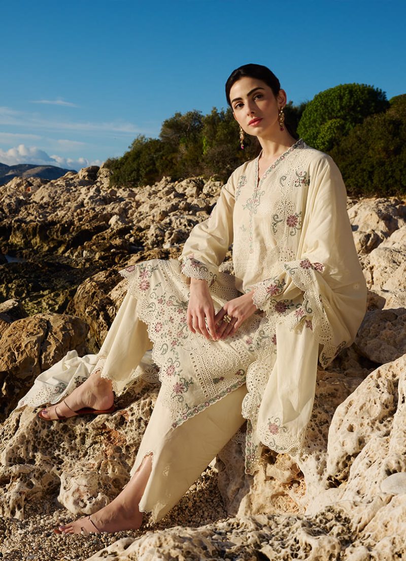 Image | Lawnkari 25 Collection | Kora | Unstitched | Festive wear | Reem- D4 | 3 pc set. - Image 3