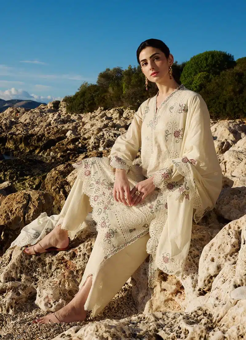 Image | Lawnkari 25 Collection | Kora | Unstitched | Festive wear | Reem- D4 | 3 pc set. - Image 3