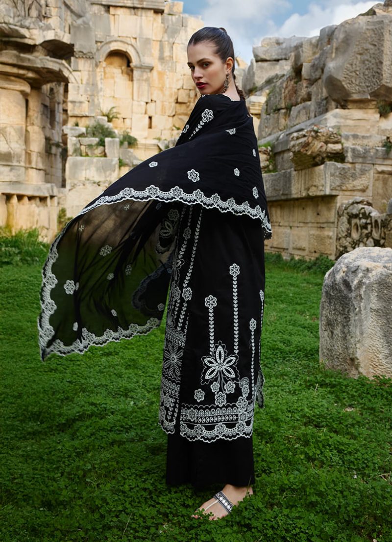 Image | Lawnkari 25 Collection | Black | Unstitched | Festive wear | Jana- D9 | 3 pc set. - Image 4