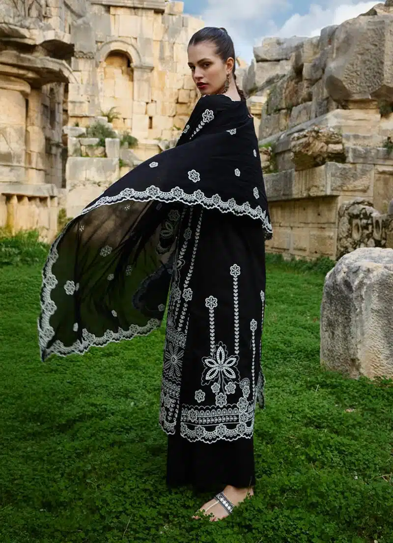 Image | Lawnkari 25 Collection | Black | Unstitched | Festive wear | Jana- D9 | 3 pc set. - Image 4