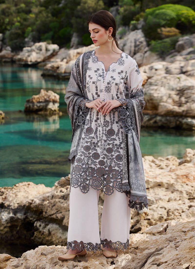 Image | Lawnkari 25 Collection | Powder Pink | Unstitched | Festive wear | Laleh- D19 | 3 pc set.