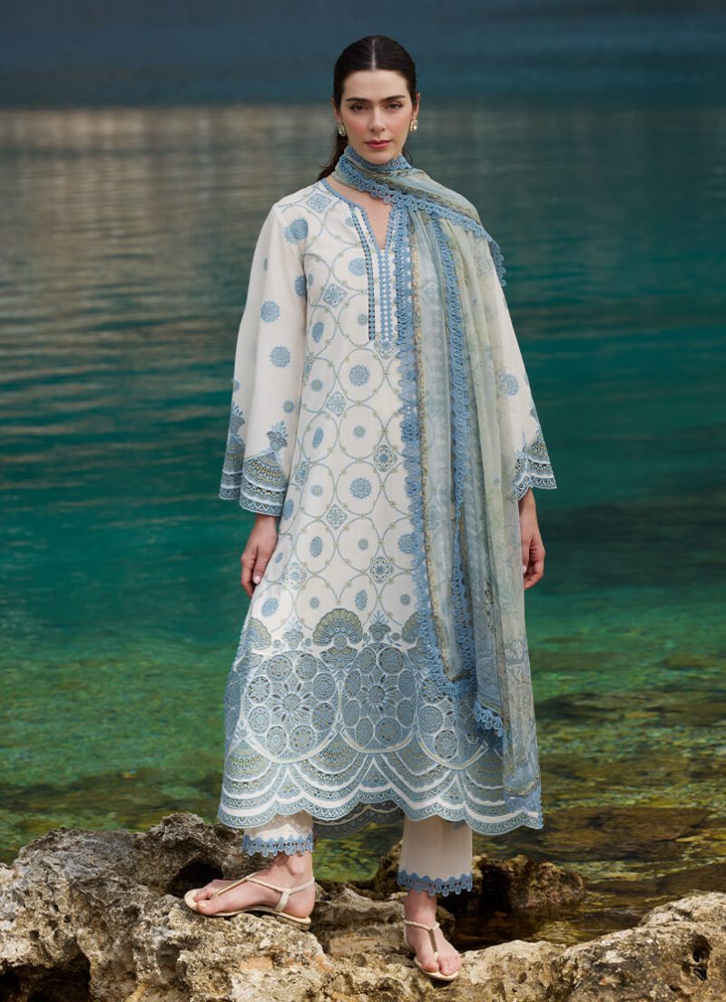 Image | Lawnkari 25 Collection | Kora | Unstitched | Festive wear | Mila- D20 | 3 pc set.