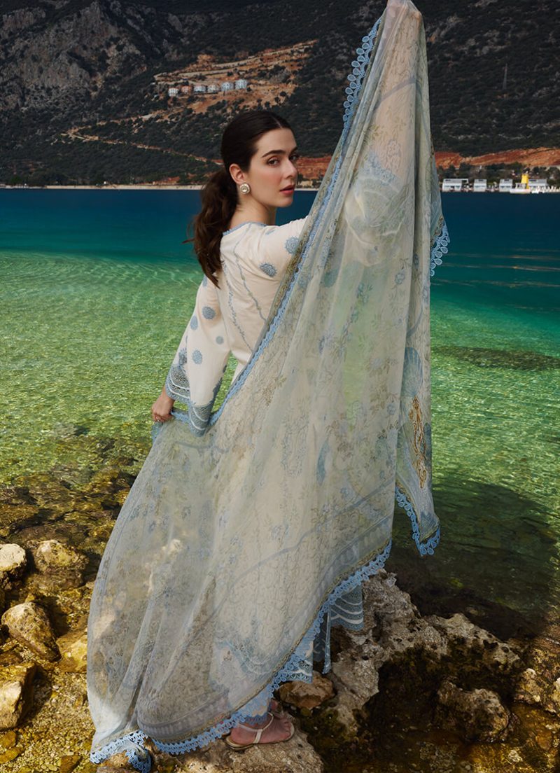 Image | Lawnkari 25 Collection | Kora | Unstitched | Festive wear | Mila- D20 | 3 pc set. - Image 2