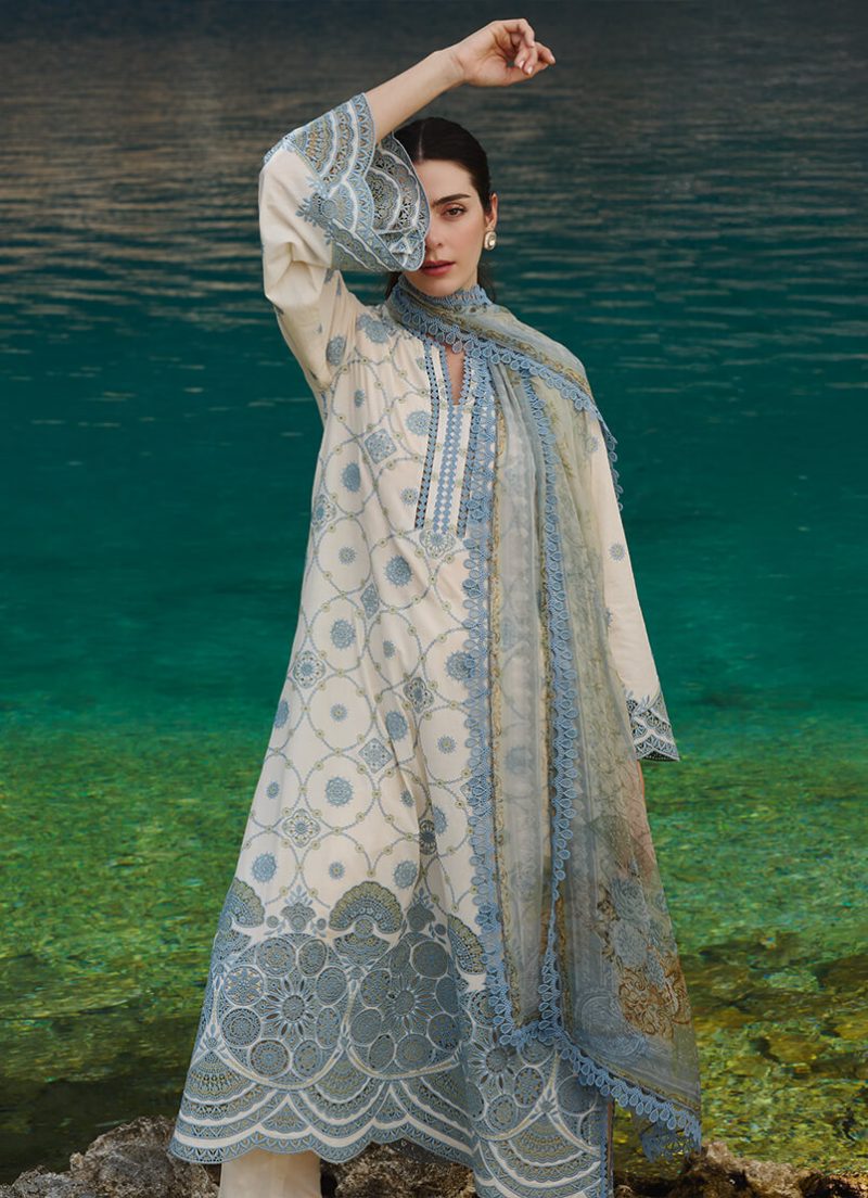 Image | Lawnkari 25 Collection | Kora | Unstitched | Festive wear | Mila- D20 | 3 pc set. - Image 3