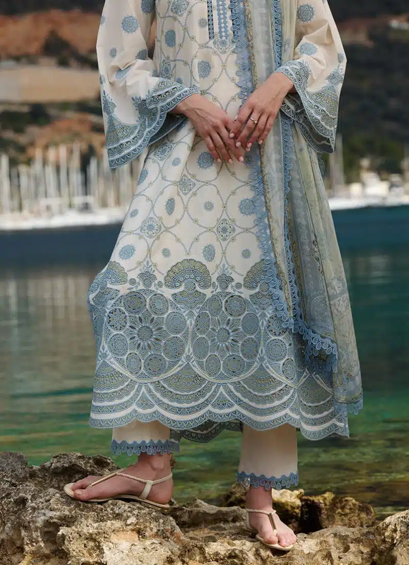 Image | Lawnkari 25 Collection | Kora | Unstitched | Festive wear | Mila- D20 | 3 pc set. - Image 4
