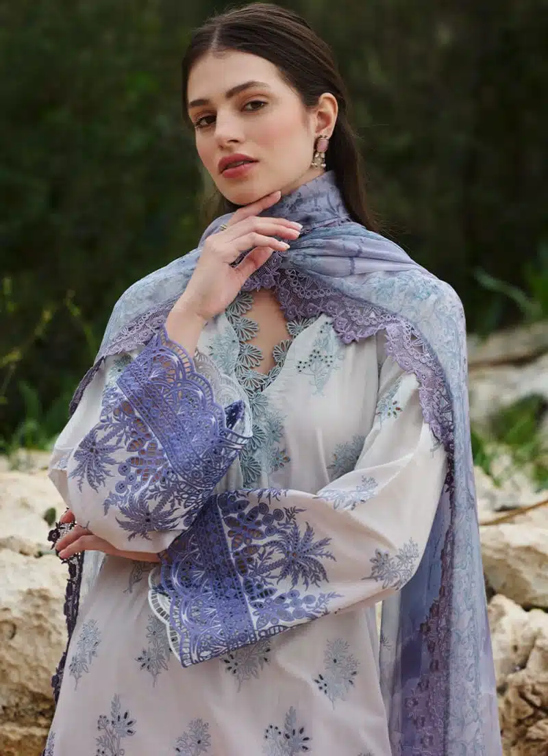 Image | Lawnkari 25 Collection | Shaded | Unstitched | Festive wear | Leen- D26 | 3 pc set. - Image 3