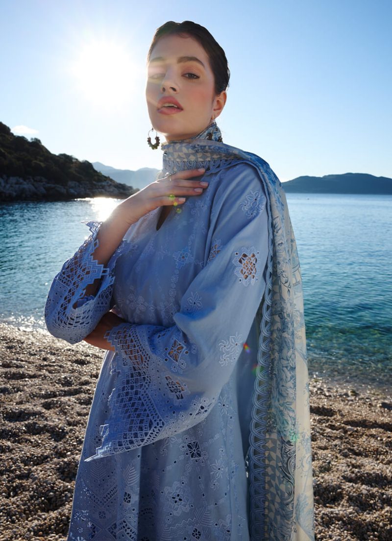 Image | Lawnkari 25 Collection | Blue | Unstitched | Festive wear | Esme- D30 | 3 pc set. - Image 2