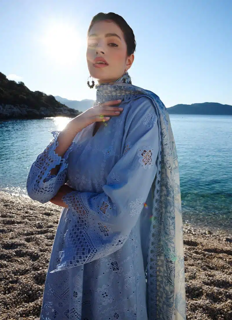 Image | Lawnkari 25 Collection | Blue | Unstitched | Festive wear | Esme- D30 | 3 pc set. - Image 2