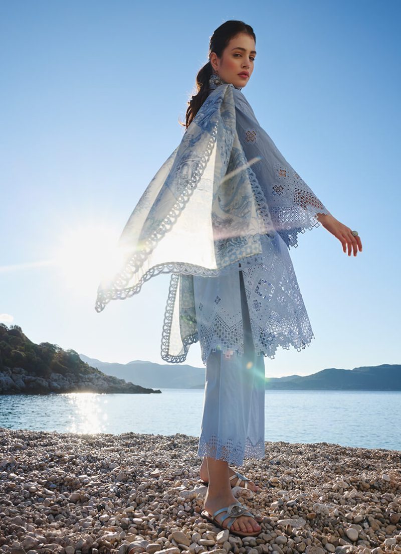 Image | Lawnkari 25 Collection | Blue | Unstitched | Festive wear | Esme- D30 | 3 pc set. - Image 4