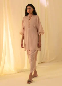Image | Spring Basics ’25 Collection | Textured Co-ord Set | Jacquard | Tan Peach | Stitched | 2 pc