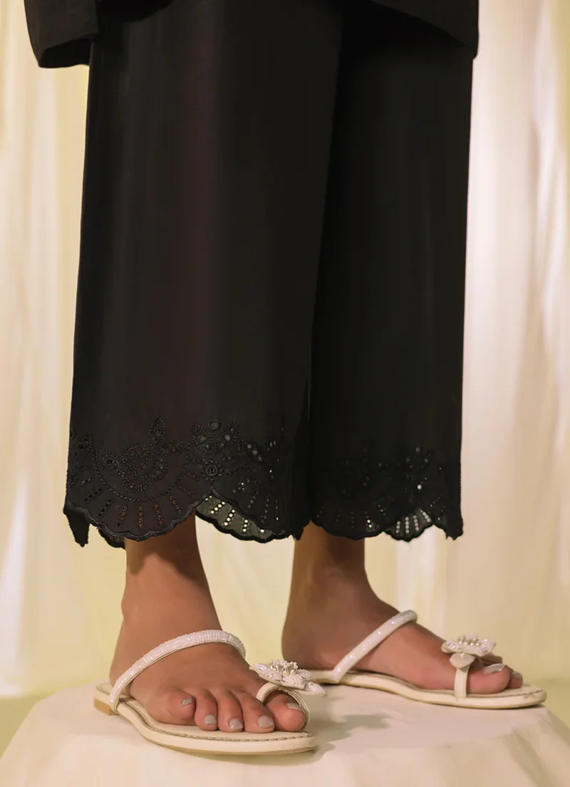 Image | Spring Basics '25 Collection | Embroidered Bottom | Cotton | Black | Stitched | 1 pc - Image 2