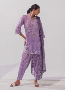 Image | Spring Basics ’25 Collection | Embroidered Printed Suits | Cotton and Chiffon | Purple | Stitched | 3 Pc