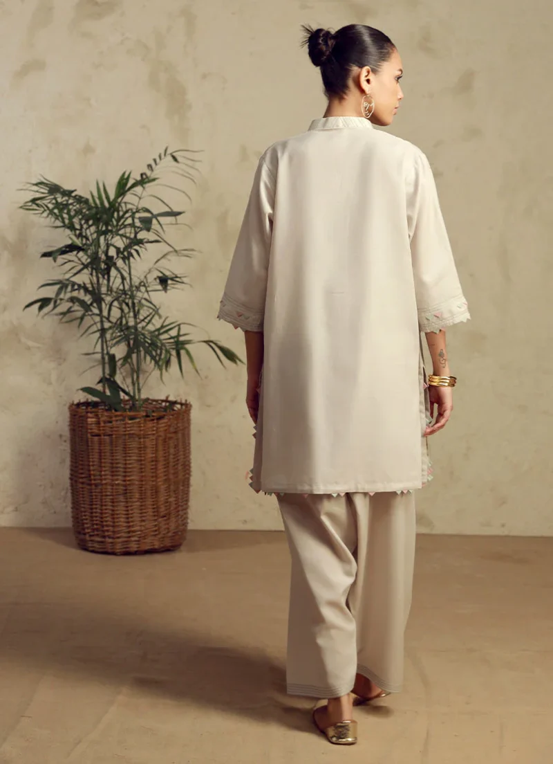 Image | Spring Basics '25 Collection | Textured Co-ord Set | Dobby | Light Grey | Stitched | 2 pc - Image 3