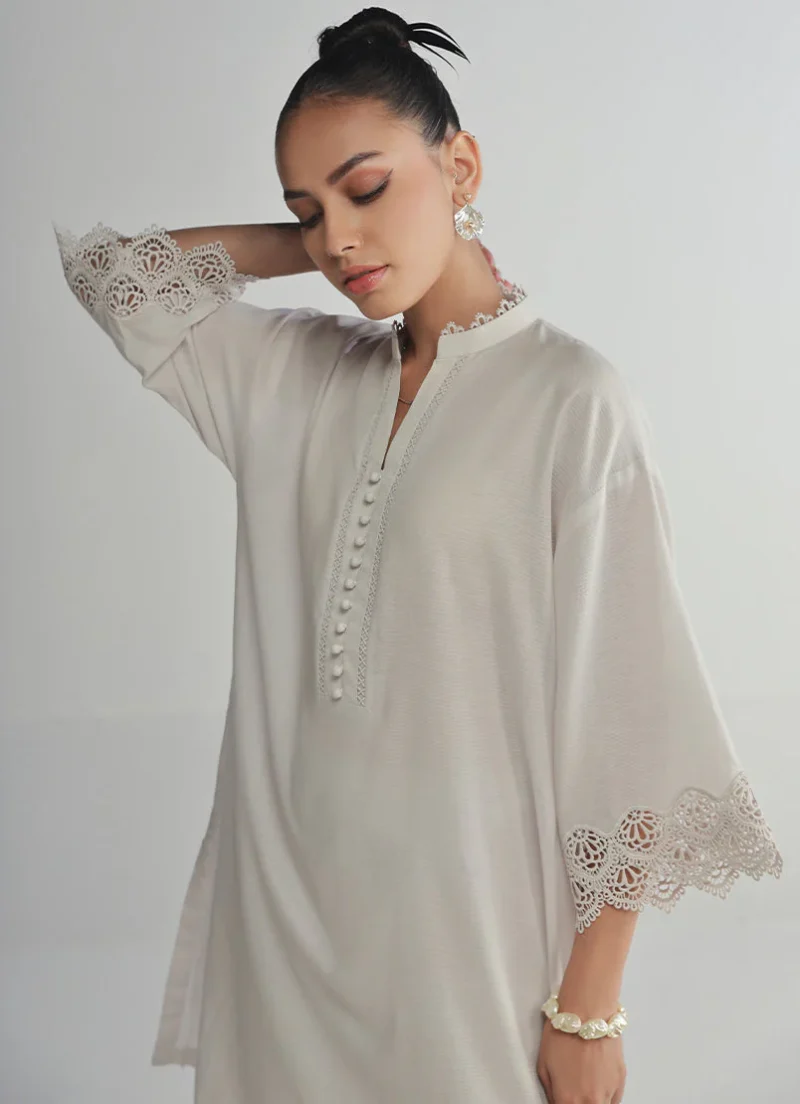 Image | Spring Basics '25 Collection | Textured Co-ord Set | Jacquard | Ash Grey | Stitched | 2 pc - Image 2