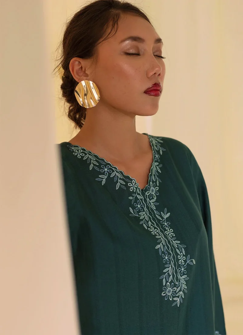 Image | Spring Collection | Turquoise Green | Embroidered Co-ord Set | 2 pc - Image 2