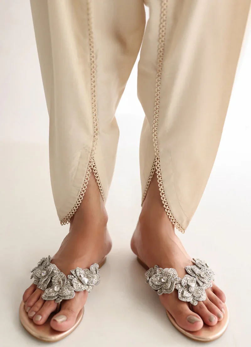 Image | Selene'25 | Solid Lace Shalwar | Beige | Stitched | 1 Piece - Image 2