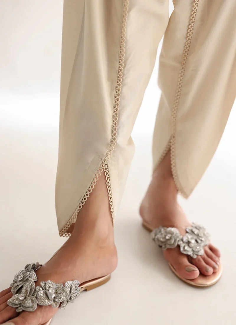 Image | Selene'25 | Solid Lace Shalwar | Beige | Stitched | 1 Piece - Image 3
