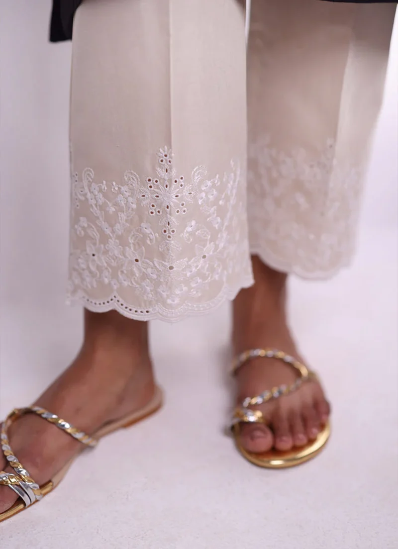 Image | Spring Pret '24 | Embroidered Pant | Pure cotton | Beige | 1 pc | T-651. - Image 2