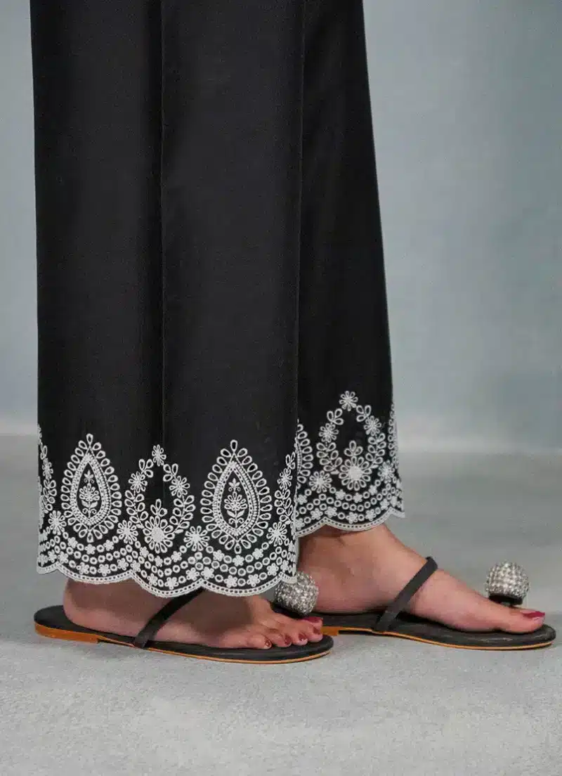 Image | Spring Pret '24 | Embroidered Culotte | Cotton | Black | 1 pc | T-702. - Image 2