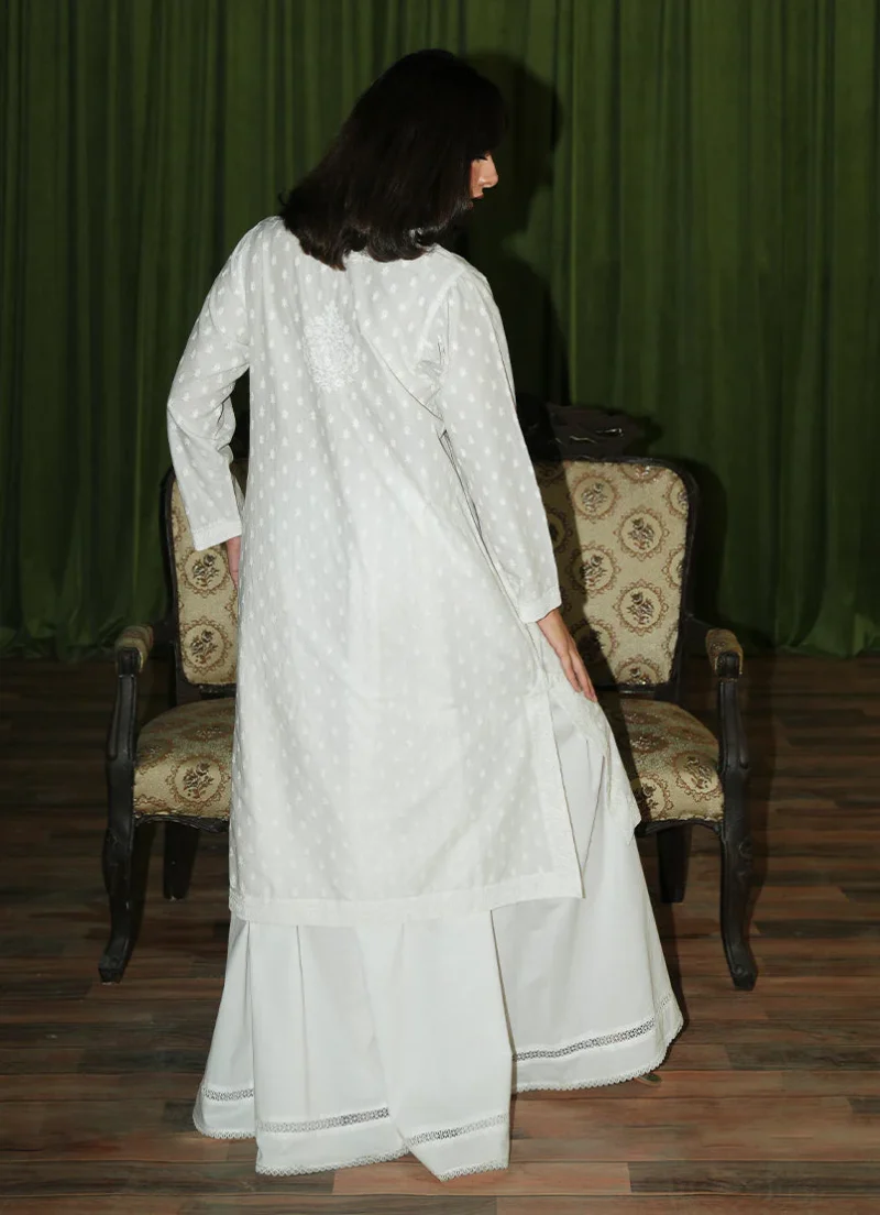 Image | Spring The Tea Collection | White | Cotton | Stitched | Embroidered Shirt |1 Pc - Image 3