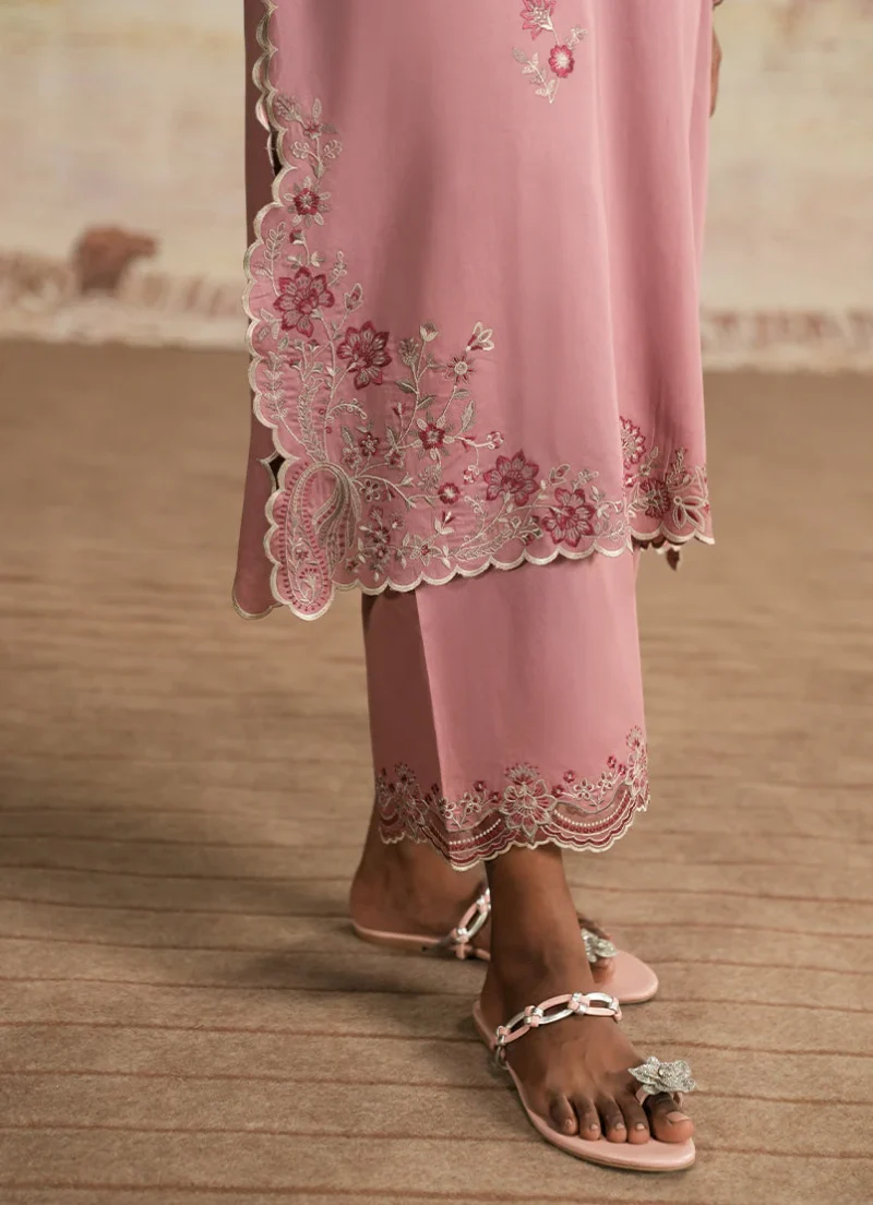 Image | Spring The Tea Collection | Light Mauve | Cotton Satin | Stitched | Luxury Embroidered suit | 3 pc - Image 3