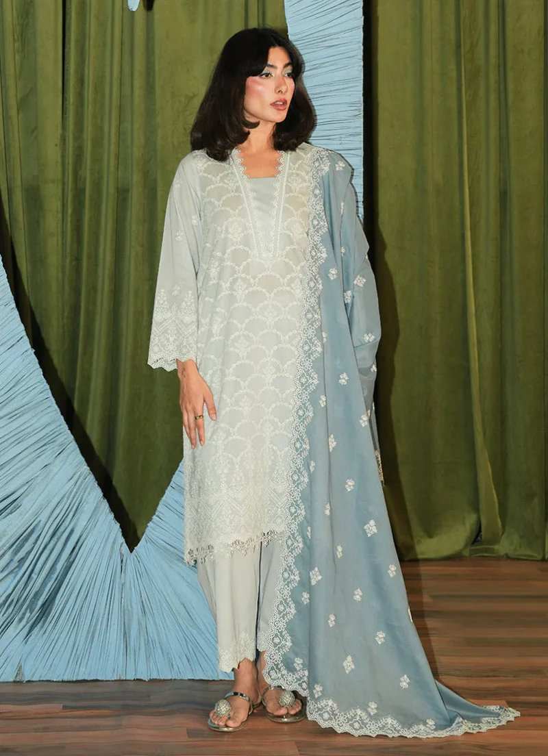 Image | Spring The Tea Collection | Light Blue | Cotton | Stitched | 3 Piece Embroidered Suit