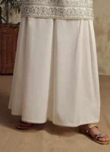 Image | Ella | Side Flared Izaar | Pure Cotton | Off White | 1 pc | TS-747.
