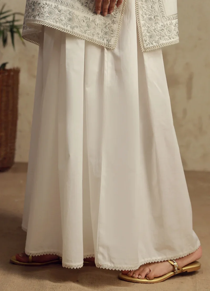 Image | Ella | Side Flared Izaar | Pure Cotton | Off White | 1 pc | TS-747. - Image 2